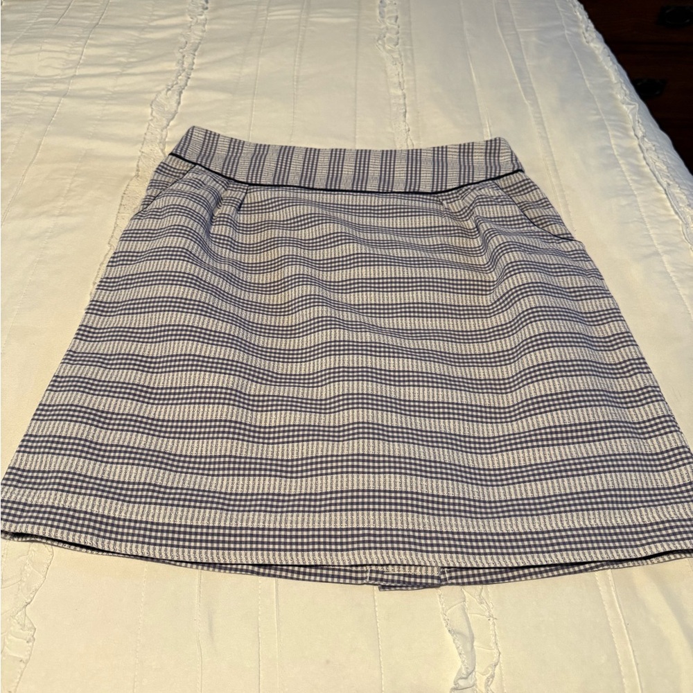 Striped Navy and White Mini Skirt - Women's